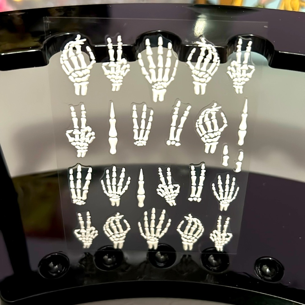 Spooky Skeleton hand nail decals